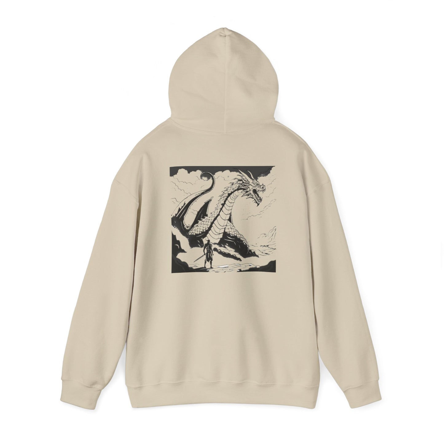 Hooded Sweatshirt Crazy Warrior vs Dragon Design