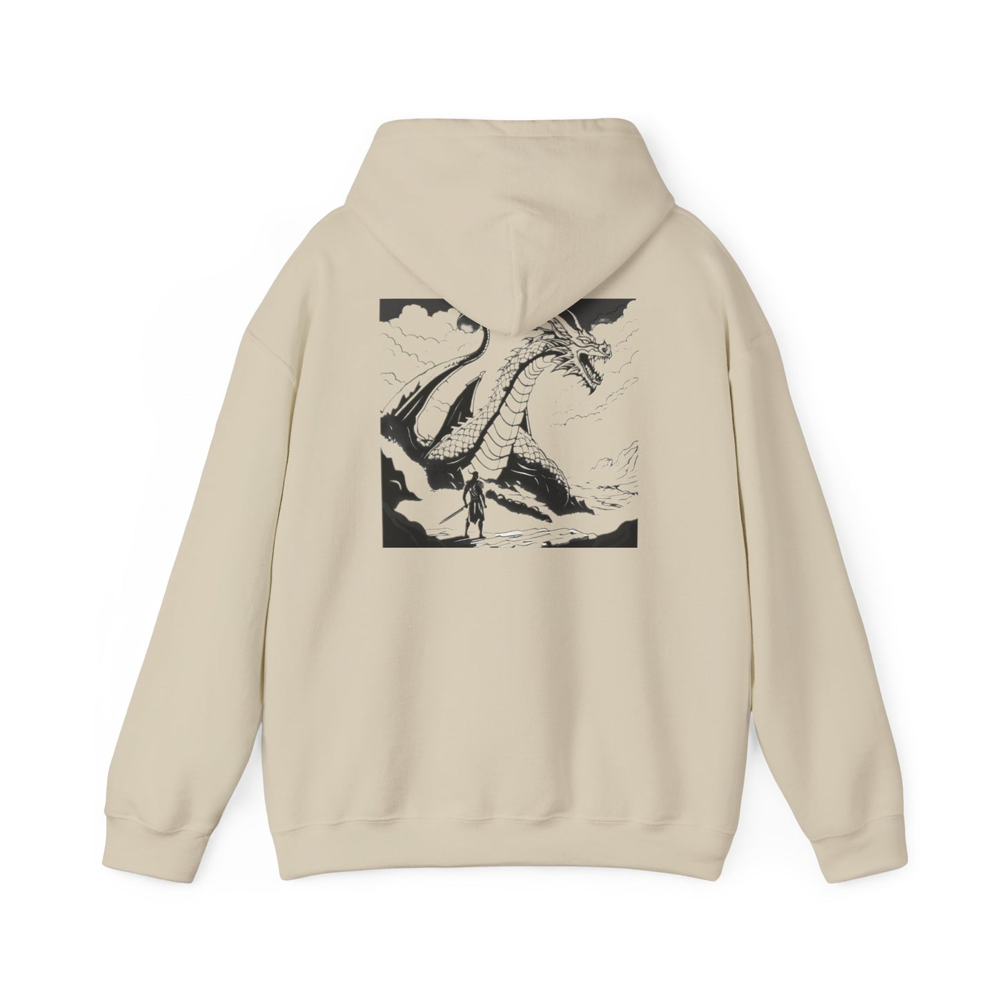 Hooded Sweatshirt Crazy Warrior vs Dragon Design